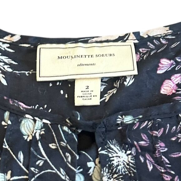 Moulinette Soeurs Anthropologie Floral Print Dress Lace Trim Size 2 Women's - Picture 13 of 13